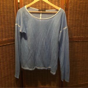 100% linen knit longsleeve top light blue